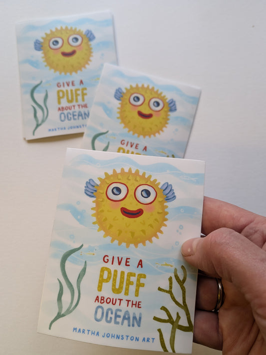 Puffer Fish 4"x3"Sticker